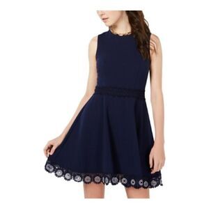 B Darlin skater little black dress embroidery E1